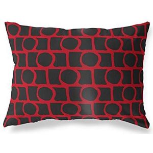 BonaMaison Rood-Zwart Decoratieve Kussensloop, Kussenhoezen Bank, Decoratieve Kussenhoesjes, Kussensloop; Sofa, Slaapkamer, Kantoor, Auto 35x50 Cm - Ontworpen en vervaardigd in Turkije