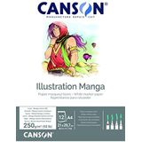 Canson Illustation 250gsm tekenpapier, hoog-witte gladde textuur, A4-pad inclusief 12 vellen