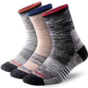 FEIDEER Wandelsokken voor heren, multipack met zachte bekleding, outdoor recreatie, crew sokken, zwart/grijs/lichtkaki, 10-13