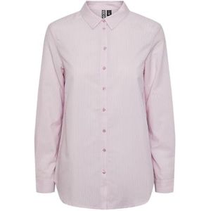 Pcmarly Ls Shirt, Pastel Lavender/Stripes: Helder Wit, S