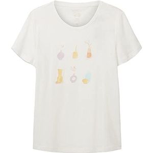 TOM TAILOR Dames T-shirt 1035378, 10332 - Off White, L