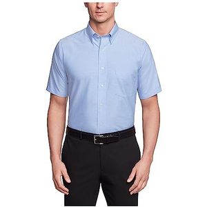 Van Heusen Men's Short-sleeve Numeric Sized Oxford Dress Shirt, Blue, 14.5"" Neck