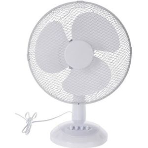 Well Home Tafelventilator, wit, 34 x 21 x 50 cm, met verstelbare kop en horizontale oscillering, 3 snelheden