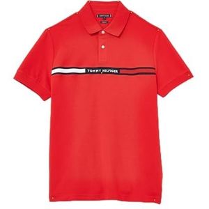Tommy Hilfiger Heren Hilfiger Borst Insert REG Polo MW0MW38130, S/S Polo, Rood, S, Rood (primair rood), S
