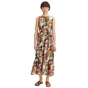 TOM TAILOR Dames maxi-jurk met volant 1031357, 29549 - Colorful Summerly Design, 38