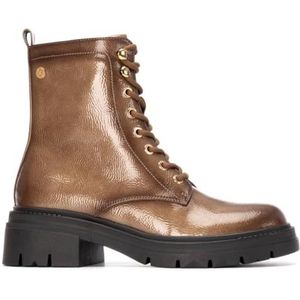 Xti - 14429603-BEIGE - Enkellaarsjes - Bruin - Plat - Ritssluiting - Casual