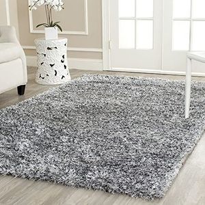 Safavieh Shaggy tapijt, MLS431, handgemaakt polyester, zilver, 120 x 180 cm