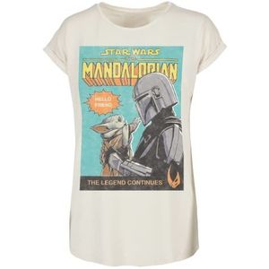 Recovered Star Wars The Mandalorian Ecru Dames vriendje T-shirt, Veelkleurig, S