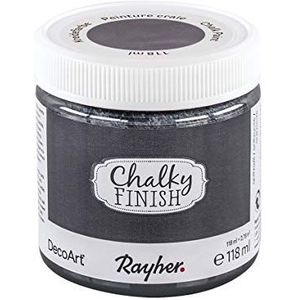 Rayher 38867572 Chalky Finish op waterbasis, krijtverf voor shabby-chic-, vintage- en landhuisstijl, antraciet, 118 ml (1 stuk)