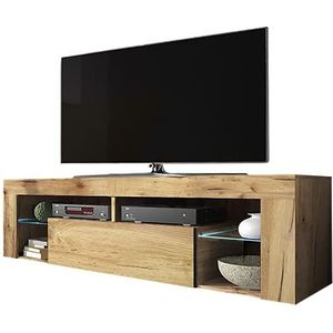 Selsey Bianko - TV-meubel/woonkamer meubel - 140 cm - lancaster eiken - met LED verlichting – modern