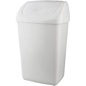 OFITURIA® Afvalemmer met zwenkdeksel, multifunctionele container van polyethyleen, inhoud 50 l, wit