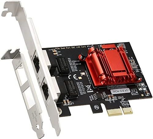 Dual-Port PCIe Gigabit Ethernet-netwerkkaart - Intel 82575 & 82576, 2x RJ45-poorten, 1000M PCI Express-adapter, PXE en low-profile ondersteuning - compatibel met Windows/Windows