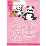 Marianne Design Collectables, Eline's Panda en beer pons, metaal, roze, 21 x 15,4 x 0,2 cm
