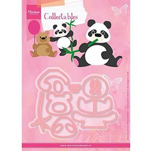 Marianne Design Collectables, Eline's Panda en beer pons, metaal, roze, 21 x 15,4 x 0,2 cm