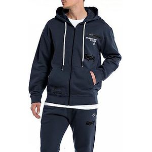 Replay Sweatjack voor heren met capuchon, 085 Blauw, M