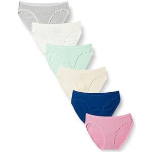 Amazon Essentials Women's Katoenen onderbroek in bikinimodel (verkrijgbaar in grote maten), Pack of 6, Veelkleurig/Effen kleuren, 44