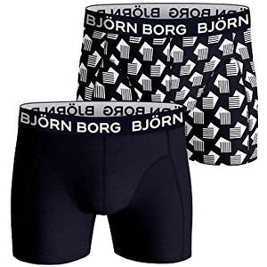 Björn Borg Bjorn Borg 2-Pack Blocks Print & Solid Heren Boxer Trunks, Zwart, Zwart, L