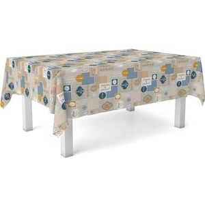 ECOMMERC3 Wasdoek tafelkleed, afmetingen 220 x 140 cm, vlekwerend, wasdoek, kleur: cuisine, blauw, 100% Made in Spain, geen vloeistoffen doordringen
