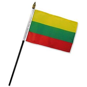 Quality Standard Flags Een dozijn Litouwen Stick Vlag, 4 bij 6 inch