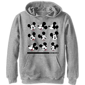 Disney Characters Mickey Expressions Boy's Hooded Pullover Fleece, Athletic Heather, Small, Athletic Heather, S