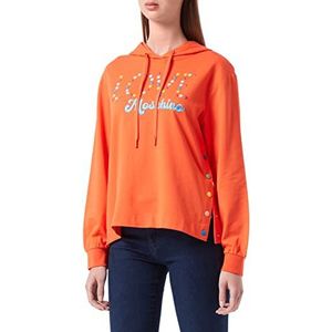 Love Moschino Dames Multicolor Snap Buttons en logo met Varnished Ronde Studs Sweatshirt, oranje, 42