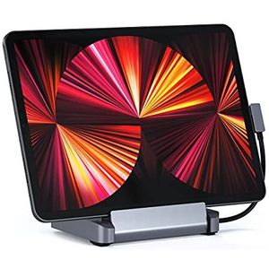 SATECHI Standaard & Hub Voor iPad, USB-C Hub 6-in-1, Opvouwbare Standaard - 60W USB-C PD, 4K HDMI, USB-A Datapoort, Micro/SD Kaartlezers, 3.5mm Audio Jack - Voor M2/M1 iPad Pro, M1 iPad Air, iPad Mini