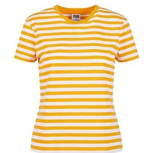 Urban Classics Dames T-Shirt Ladies Regular Striped Tee White/magicmango S, Wit/Magicmango, S