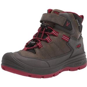 KEEN Unisex Redwood Mid Wp-c wandelschoen voor kinderen, Staal Grijs Rood Dahlia, 12 UK Child