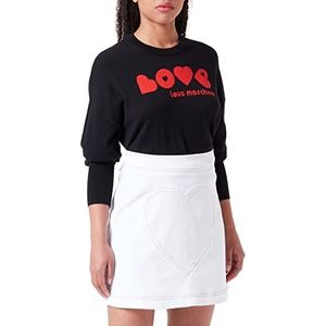 Love Moschino Dames met Maxi Stitched Heart Minisrok, wit (optical white), 40