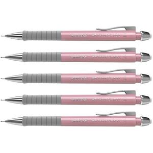 Faber-Castell 205207 - Potlood Apollo roze schaduw, 5 stuks, hardheid B, stift 0,5 mm, incl. gum