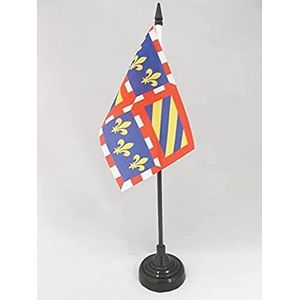 Bourgondische Tafelvlag 15x10 cm - Franse regio Bourgogne Desk Vlag 15 x 10 cm - Zwarte plastic stok en basis - AZ FLAG