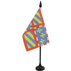 Bourgondische Tafelvlag 15x10 cm - Franse regio Bourgogne Desk Vlag 15 x 10 cm - Zwarte plastic stok en basis - AZ FLAG
