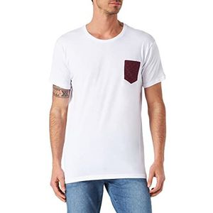 Frenchcool Heren T-shirt, wit, satijn, rood, Wit, M