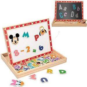 WOOMAX Mickey Mouse 48736 Disney 2-in-1 houten magneetbord omkeerbaar schoolbord kinderen Mickey Mouse educatief speelgoed Magic Board kinderen tekenen vanaf 4 jaar kindercadeaus