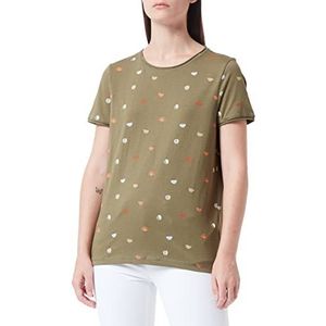 TOM TAILOR Dames T-shirt met print 1031764, 29897 - Olive Conversational Design, XXS
