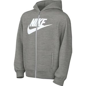 Nike FD2990-063 K NSW Club FLC HD FZ LS HBR Sweatshirt Unisex DK Grey Heather/Base Grey/White Maat S
