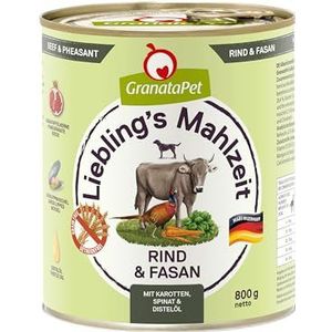 GranataPet Liebling's Mahlzeit rund en fazant, natte hondenvoer, voedsel voor volwassen honden zonder granen zonder toegevoegde suikers, compleet voer 6 x 800 g