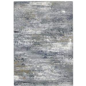 Elle Decor laagpolig tapijt Trappes zilver blauw groen, 120x170 cm