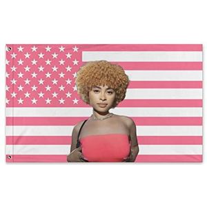 UTELKA Ice Spice Vlag VS Roze Tapestry Rapper Poster Muur Decor voor Tiener Meisjes Slaapkamer Woonkamer College Dorm Muur Opknoping Party Decoratie Verjaardagscadeaus, 7 x 5 FT