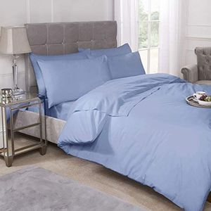 Emma Barclay Percale FTD. Valance Sheet King Bed Blauw, 50Percent Katoen/Polykatoen/Polyester