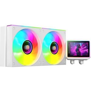 Mars Gaming ML-VISIONII240 AIO Vloeistofkoeling 500W TDP, IPS-Scherm 2,8"" 360º, 4e Generatie Opti-Chamber Pomp met Koperen Basis en Microkanalen, 2x 120mm ARGB Infinity Mirror Ventilatoren, Wit