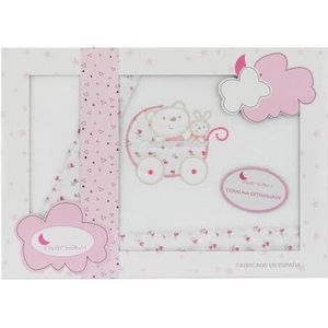 INTERBABY · Fleece pluche lakens set voor babybed Carricoche in wit roze · 100% katoen · 3-delige winterbeddengoedset voor babywieg