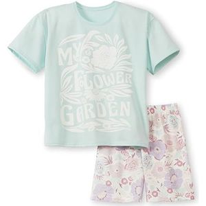 CALIDA Kids Flowers korte pyjama voor meisjes, Pastel Blauw, 128-134
