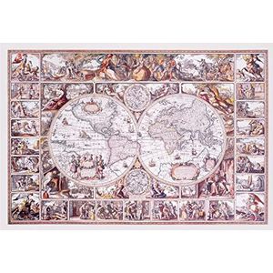 Wooden City - 2in1 - Houten Legpuzzel - Antique World Map - 37,5x25,4cm