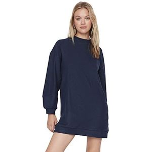 Trendyol Vrouwen Mini Shift Ontspannen Gebreide Jurk, marineblauw, S