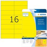 HERMA 4551 Gekleurde etiketten A4 afneembaar (105 x 37 mm, 20 velles, papier, mat) zelfklevend, bedrukbaar, verwijderbaar en opnieuw klevende kleurenlabels, 320 etiketten voor printer, geel