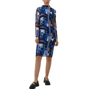s.Oliver Bernd Freier GmbH & Co. KG Dames mesh jurk, allover print, blauw, 40, blauw, 40