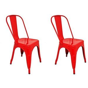 La Chaise Spaniola stoel TOLIX, rood Verpakking van 2 eenheden 53.50x52x73 cm Azul Y Amarillo