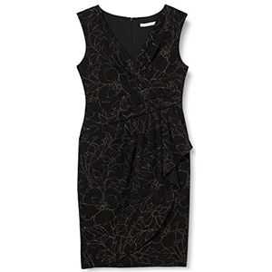 Gina Bacconi Dames Bloemen Metallic Crêpe Jurk Cocktail, zwart/goud, 48 NL