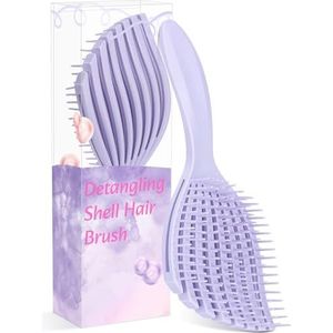 Euqvunn Flexibele Paarse Borstel, Haarborstel voor Nat & Droog Haar, Pijnloos Ontwarren, Zachte Rubberen Tanden voor Hoofdhuidverzorging, Volume voor Dun Haar